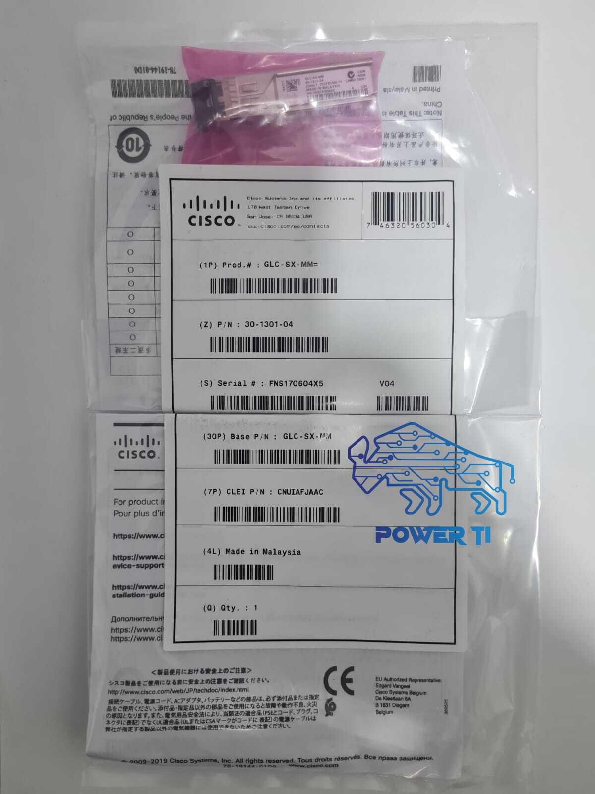 Transceiver Cisco GLC-SX-MM 1000Base-SX Gigabit SFP (mini-GBIC), Multimodo LC hasta 965 metros , 850nm.